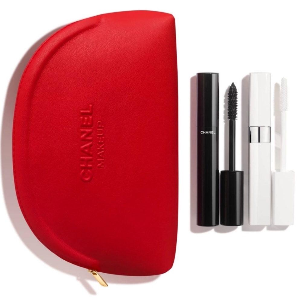 NEW Chanel "The Eyes Have It" Makeup Primer, Mascara, & Makeup Travel Pouch Set